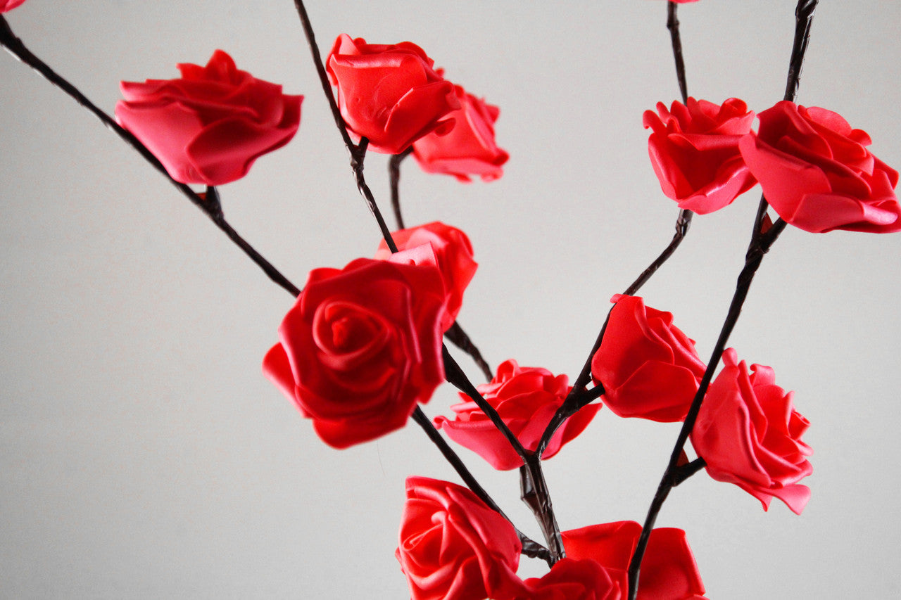 1 Set of 50cm H 20 LED Red Rose Tree Branch Stem Fairy Light Wedding Event Party Function Table Vase Centrepiece Decoration -