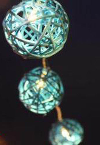 1 Set of 20 LED Turquoise 5cm Rattan Cane Ball Battery Powered String Lights Christmas Gift Home Wedding Party Bedroom Decora