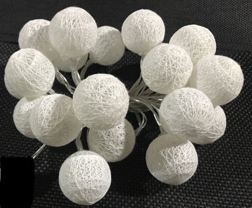 1 Set of 20 LED White 5cm Cotton Ball Battery Powered String Lights Christmas Gift Home Wedding Party Bedroom Decoration Outd
