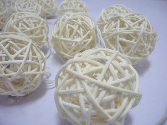 1 Set of 20 LED Cream White 5cm Rattan Cane Ball Battery Powered String Lights Christmas Gift Home Wedding Party Bedroom Deco