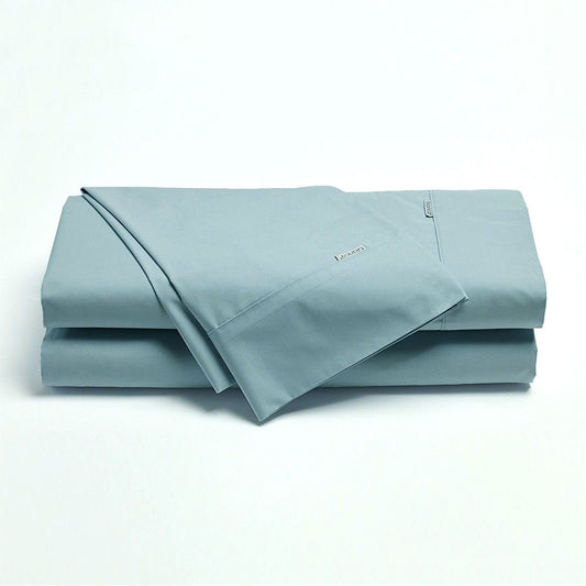 Bianca Heston Cotton Percale Sheet Set Steel Blue Double - Image 1