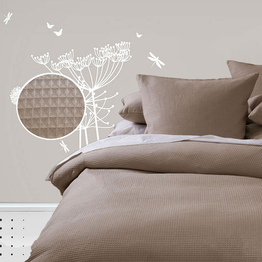 Waffle Quilt Cover Set - Linen - Queen - Image 1