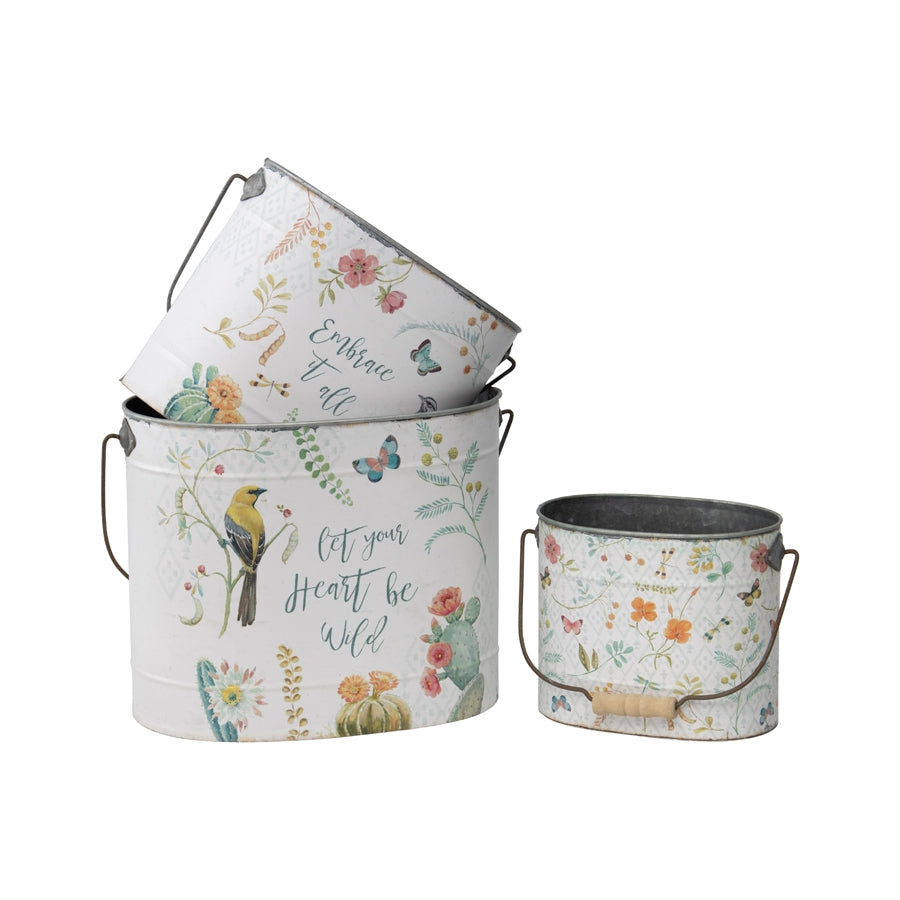 Set 3 Planter Storage Buckets 30cm