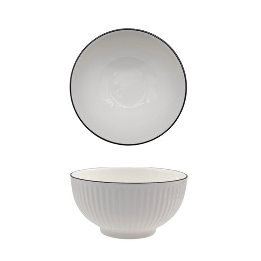 bulk 24 Sorrento Porcelain Embossed Bowl w Black Rim 6.5'' 16cm