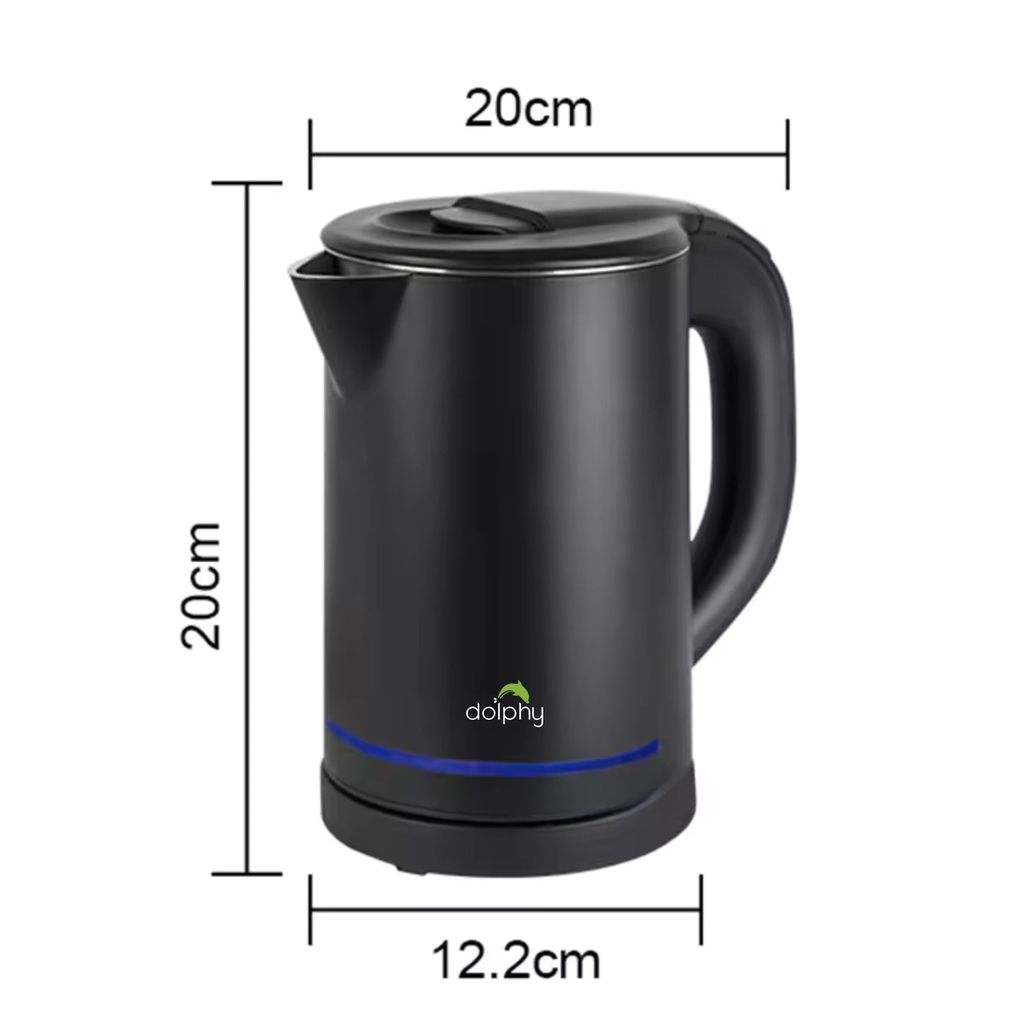 0.8L Electric Kettle Matt Black With Light Design - Oz Online Deals Appliances > Kitchen Appliances > Kettles (Image 3)