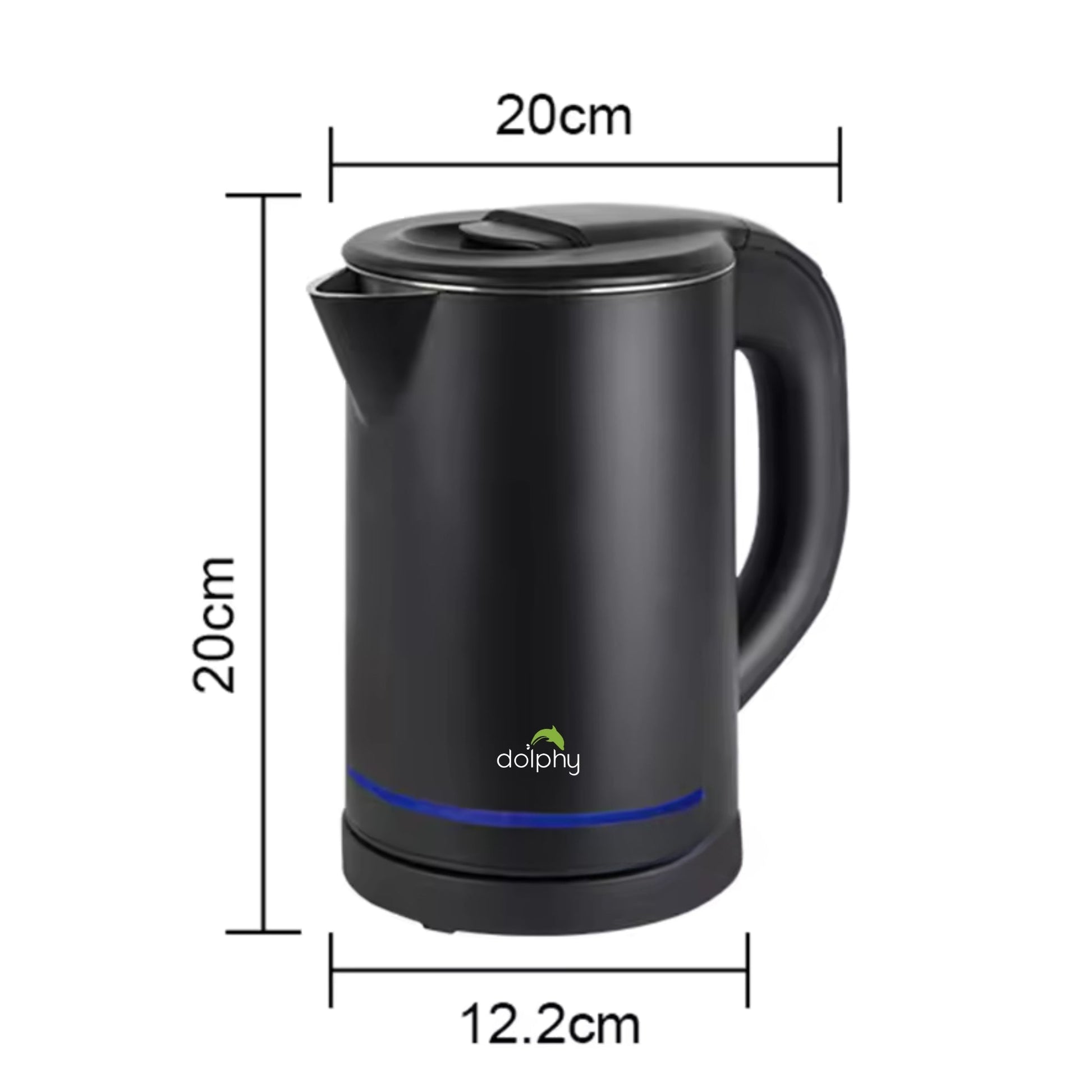 0.8L Electric Kettle Matt Black With Light Design - Oz Online Deals Appliances > Kitchen Appliances > Kettles (Image 3)