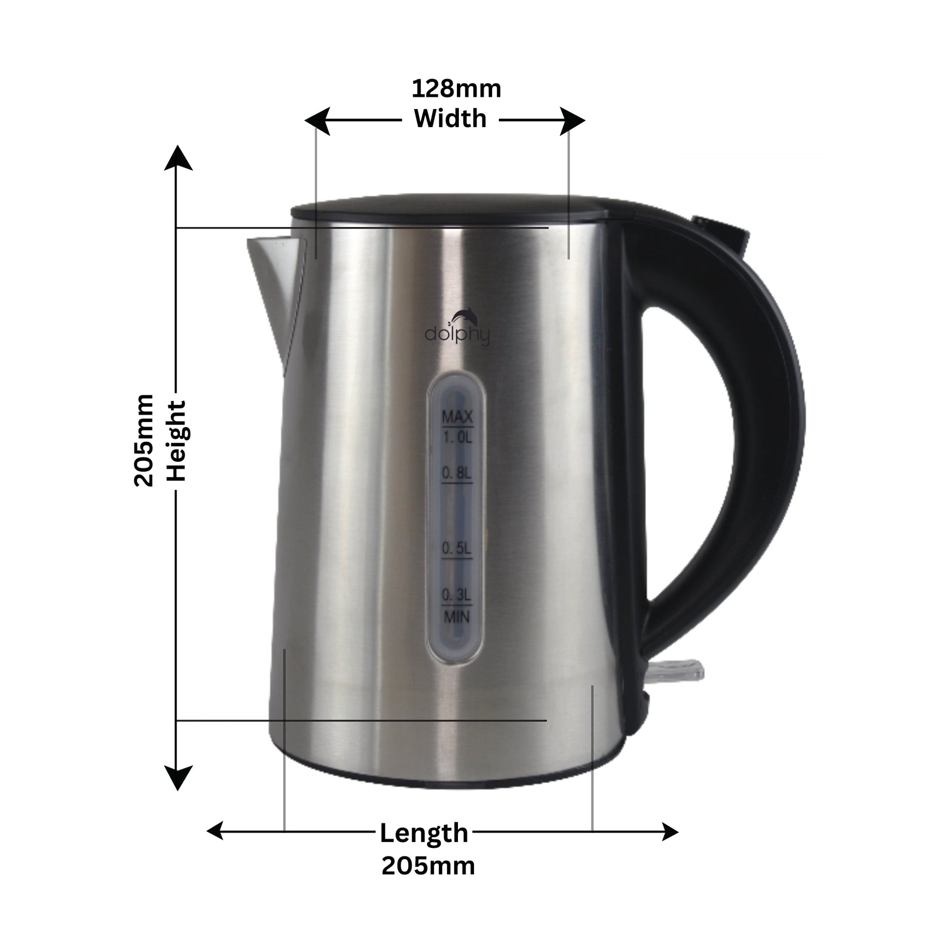 1.0L Brushed Silver Stainless Steel Kettle - Oz Online Deals Appliances > Kitchen Appliances > Kettles (Image 2)