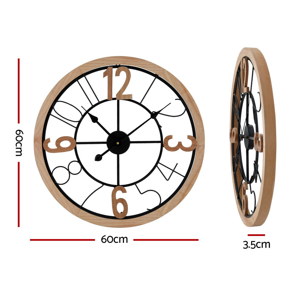 Artiss 60CM Wall Clock Wooden - Image 2