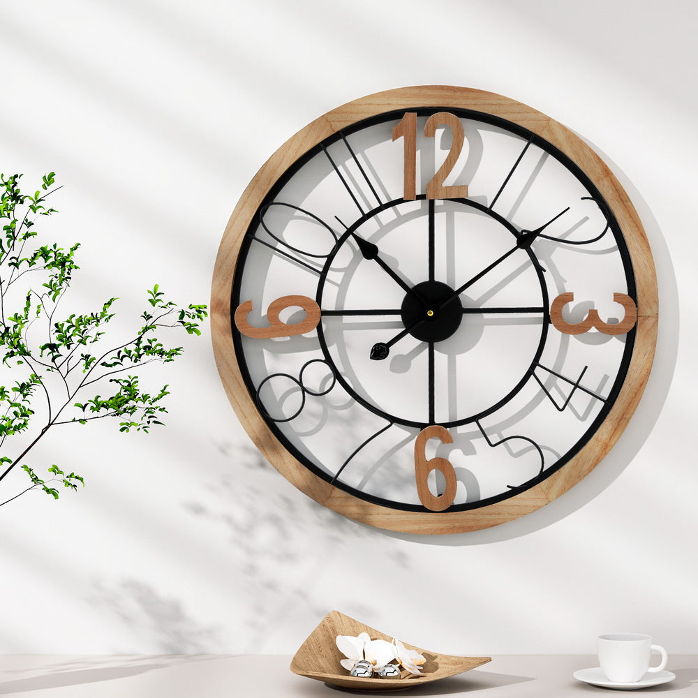 Artiss 60CM Wall Clock Wooden - Image 7