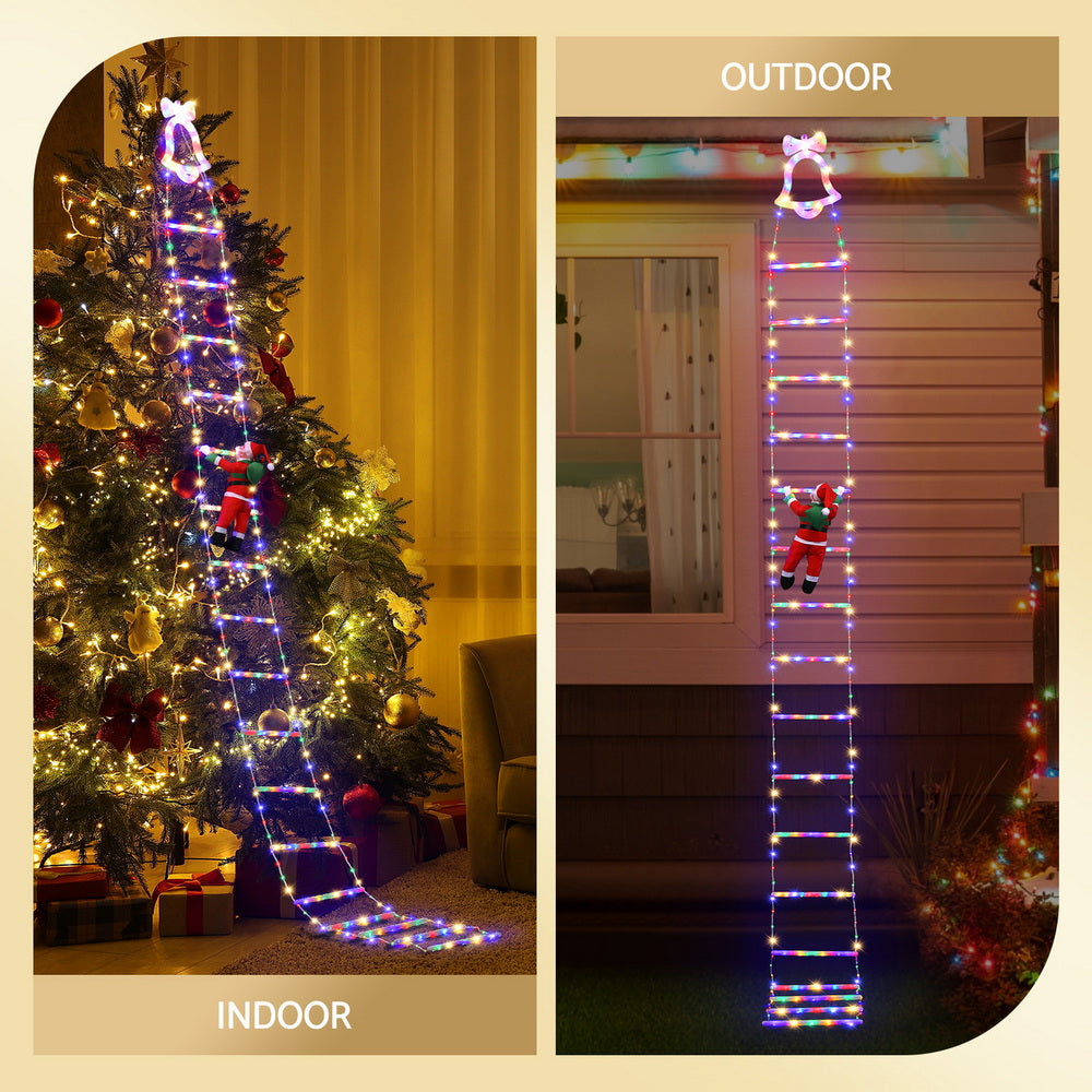Jingle Jollys 3.5M Christmas Lights 300 LED Ladder Light with Santa Claus Decor - Image 6