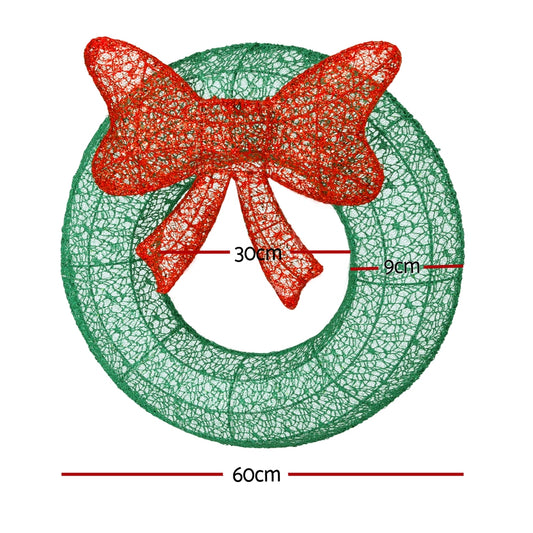 0.6M Christmas Lights 50 LED Motif Solar Wreath Xmas Decorations Jingle Jollys - Oz Online Deals Occasions > Christmas > Outd
