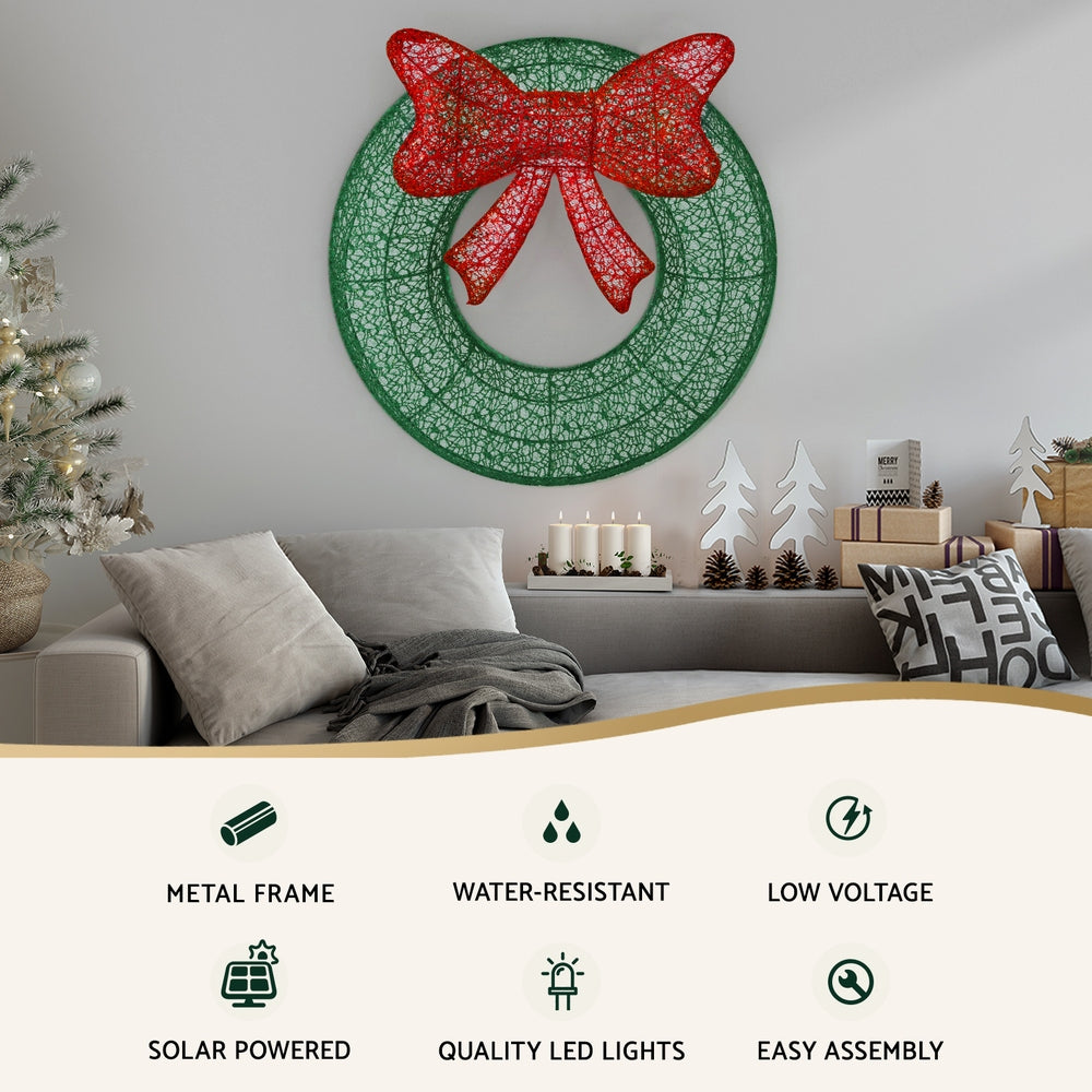 0.6M Christmas Lights 50 LED Motif Solar Wreath Xmas Decorations Jingle Jollys - Oz Online Deals Occasions > Christmas > Outd