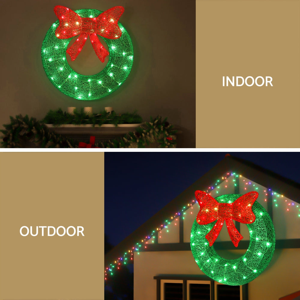 0.6M Christmas Lights 50 LED Motif Solar Wreath Xmas Decorations Jingle Jollys - Oz Online Deals Occasions > Christmas > Outd