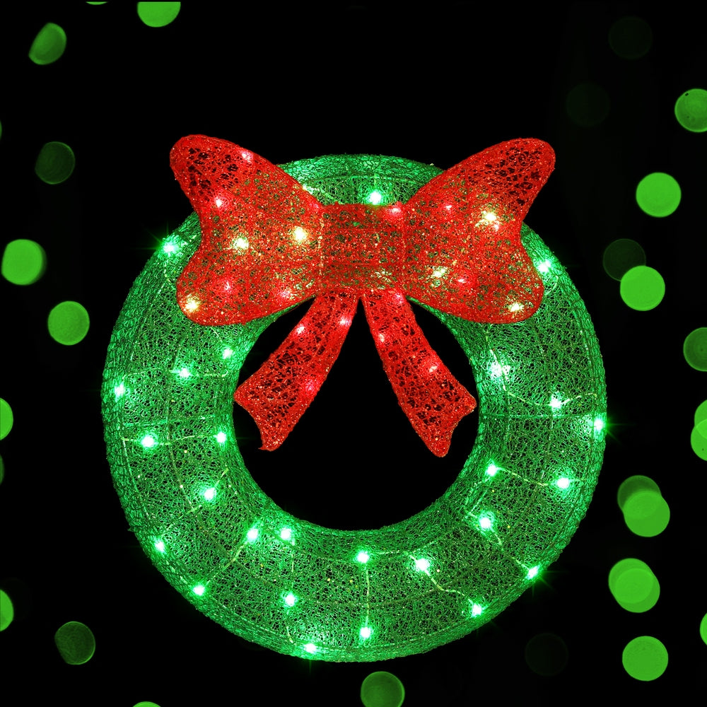 0.6M Christmas Lights 50 LED Motif Solar Wreath Xmas Decorations Jingle Jollys - Oz Online Deals Occasions > Christmas > Outd
