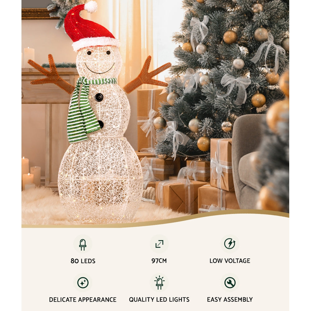 0.97M Christmas Lights Snowman 80 LED Decorations Jingle Jollys - Oz Online Deals Occasions > Christmas > Outdoor Decorations